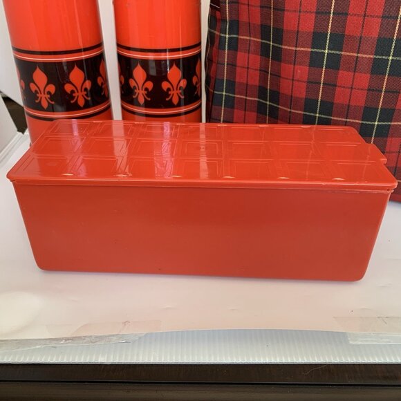 Two Sears Vacuum Bottles 73067 w/JC Higgins Plaid Lunch Picnic Bag Thermos Vtg - Picture 2 of 12